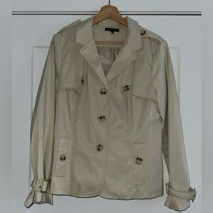 FOR CYNTHIA Pettit Beige Trench-Style Jacket | Size PL | Cotton Blend
